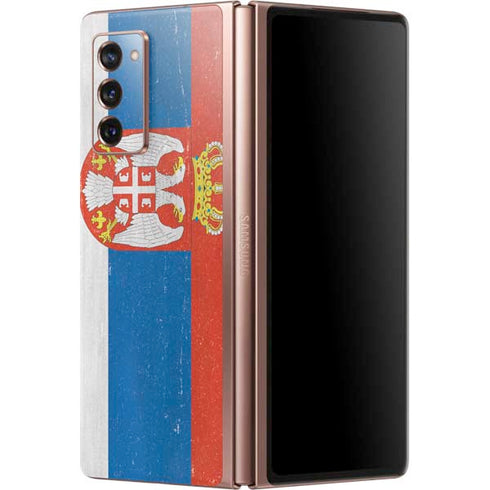 Serbia Flag Distressed Galaxy Z Fold2 5G Skin